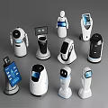 Various Modern Robots With Interactive Screens And Different Functional Designs 3d model