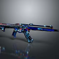 Futuristic Multicolored Gun Design With Blue Red Black Details And Reflective Finish