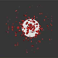 White Vase With Red Ribbon And Scattered Red Petals On Dark Surface