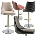 Modern Diamond Quilted Bar Stools With Leather Upholstery And Metal Base In Different Colors