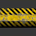 Construction Site Roadblock With Yellow Black Stripes Worn Surface And Metal Bolts