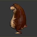 Low Poly Style Game Movie Character With Brown Beige Fur Big Eyes And Funny Expression