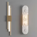 Elegant Modern Wall Lamps with Linear Gold Frame and Marble Panel Lighting 3d model