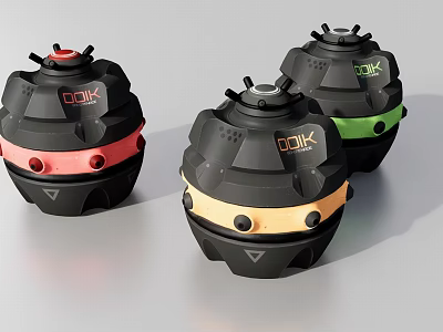 Tactical Explosive Devices With Red Orange Green Rings And DOLLX Markings 3d model