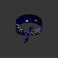 Blue Cotton Bandana With White Patterns For Daily Use Accessory