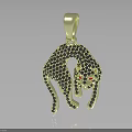 Gold Leopard Pendant Encrusted with Black Diamonds and Red Eye Gems