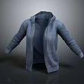 Gray Casual Hoodie With Front Zipper And Kangaroo Pockets Design