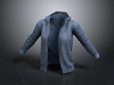 Gray Casual Hoodie With Front Zipper And Kangaroo Pockets Design 3d model Gray Casual Hoodie With Front Zipper And Kangaroo Pockets Design 3d model