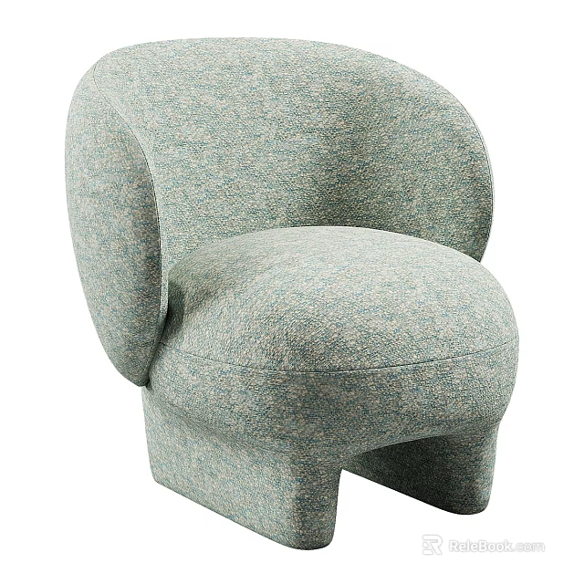 Modern Light Green Upholstered Accent Chair With Curved Arms And Backrest 3d model 