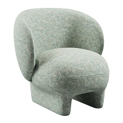 Modern Light Green Upholstered Accent Chair With Curved Arms And Backrest 3d model
