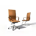Modern Brown Office Chair With Armrests Wheeled And Fixed Base Design