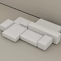 Modern White Modular Sofa Set With Multiple Seating Units And Clean Lines 3d model