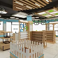 Kids Furniture Store Interior Design With Display Shelves Cashier Counter And Modern Lighting