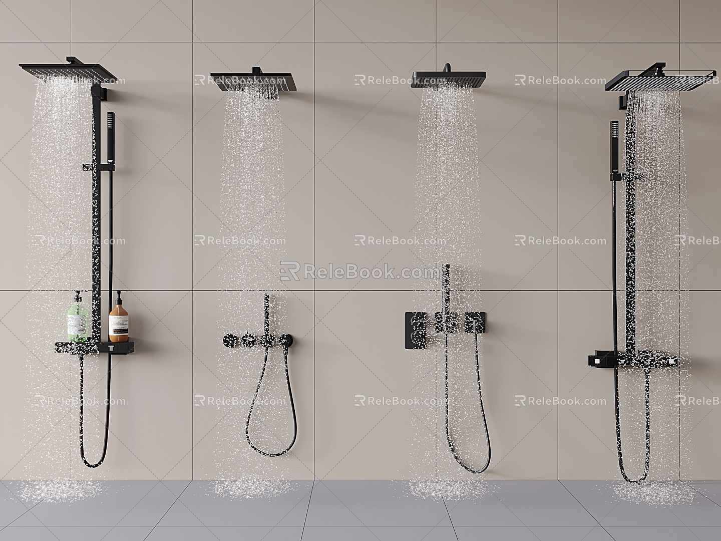 Modern shower shower bathroom small piece 3d model