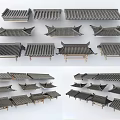 Chinese Style Roof Tile Models With Various Designs And Arrangements