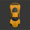 Yellow Sports Car With Sleek Design Black Roof Rear Spoiler And Silver Wheels