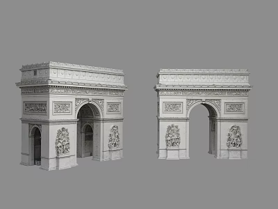 Ancient Triumphal Arch Historical Architecture Design With Intricate Carvings And Arched Doorways 3d model