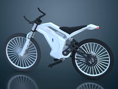 Modern Electric Bicycle With White Frame Black Seat Black Handlebars And Large Wheels 3d model