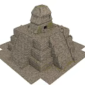 Ancient Architecture Pyramid Structure Featuring Stone Blocks Weathered Steps And Domed Top 3d model
