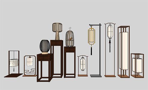 New Chinese Style Lamps Combination Table Lamp Floor Lamp 3d model