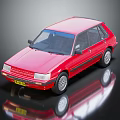 Red Classic Car With Shiny Exterior On Black Reflective Surface 3d model