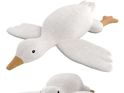 Two White Plush Duck Stuffed Toys With Brown Beak And Feet 3d model