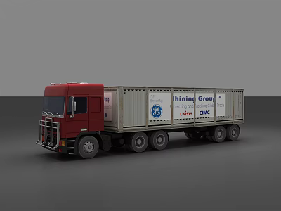 Red Container Truck With Shining Group And CAPE Logos On Body 3d model