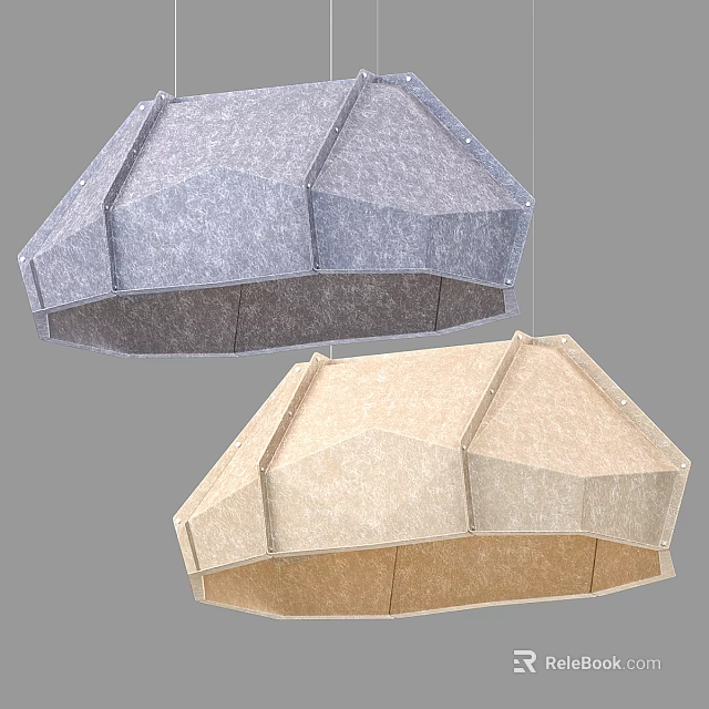 Modern Geometric Fabric Chandelier In Gray And Beige Two Tone Design 3d model 