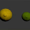 Fresh Ripe Yellow Lemon and Green Lime on Dark Surface with Reflection