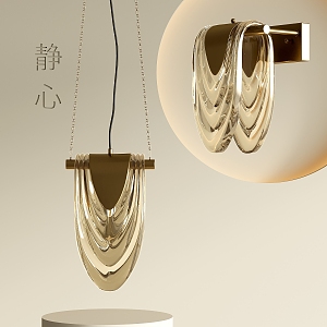 Pendant lamp wall lamp combination 3d model