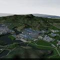 Industrial Equipment In Mountainous Industrial Park With Modern Manufacturing Facilities