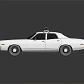 Classic White Police Car With Red And Blue Emergency Lights