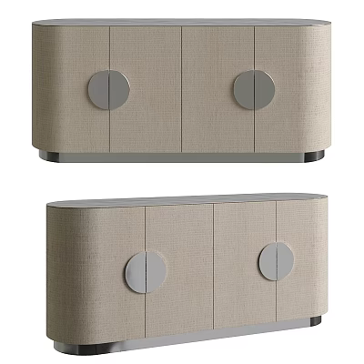 Modern Entryway Cabinet And Sideboard With Round Handles And Beige Fabric Design 3d model