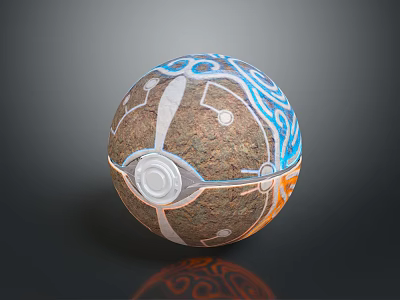 Decorative Living Essentials Ball With Blue Orange Patterns And Circular Button 3d model