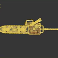Steampunk Chainsaw Weapon with Intricate Mechanical Gears and Metallic Components in Brown and Silver Casing