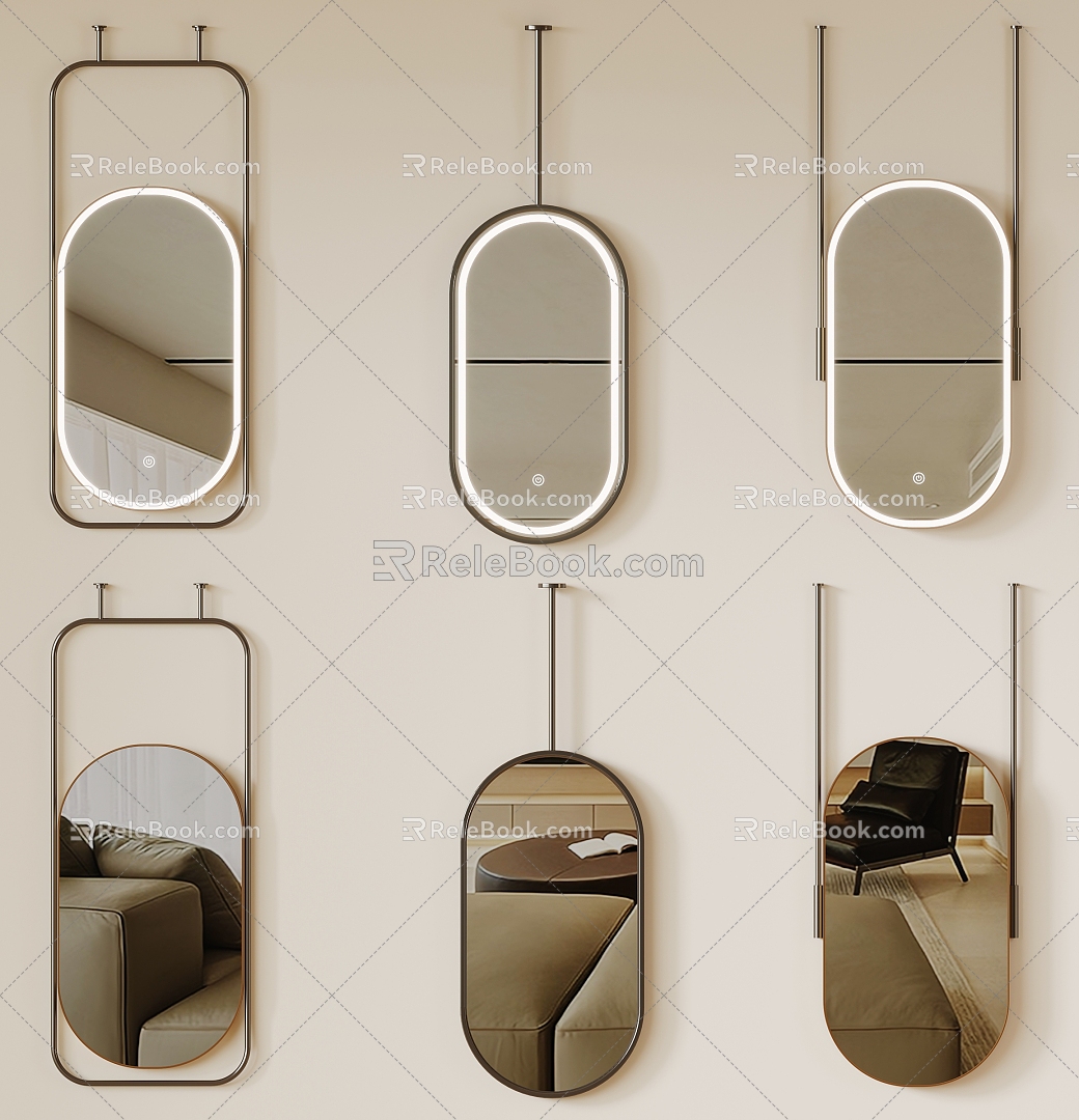 Mirror Full-body Mirror Cosmetic Mirror Hanging Mirror 3d model