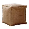 Elegant Brown Upholstered Ottoman With Cozy Gray Blanket For Living Room Decor