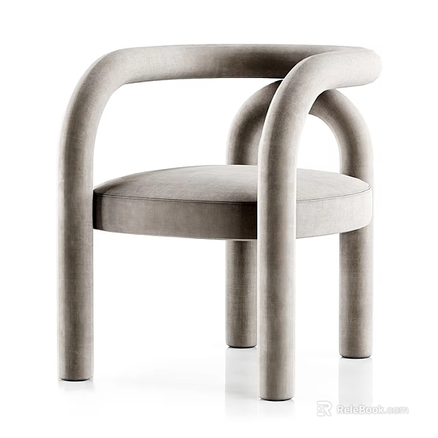 Modern Outdoor Chair With Curved Armrest And Light Gray Comfortable Fabric Seat 3d model 
