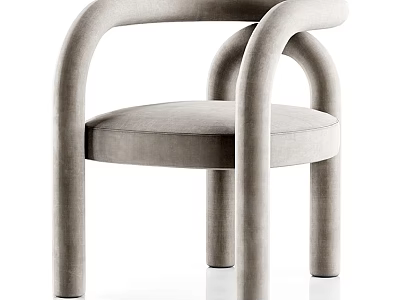 Modern Outdoor Chair With Curved Armrest And Light Gray Comfortable Fabric Seat 3d model