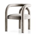 Modern Outdoor Chair With Curved Armrest And Light Gray Comfortable Fabric Seat