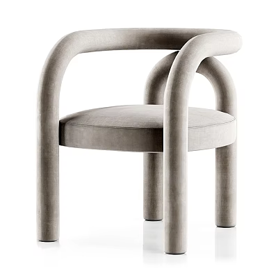 Modern Outdoor Chair With Curved Armrest And Light Gray Comfortable Fabric Seat 3d model