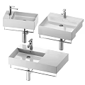 Modern White Wall Mounted Washbasins with Chrome Faucets and Metal Brackets Contemporary Design