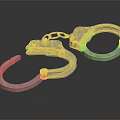 Detailed View Of Shiny Metal Handcuffs With Linked Chain And Classic Design