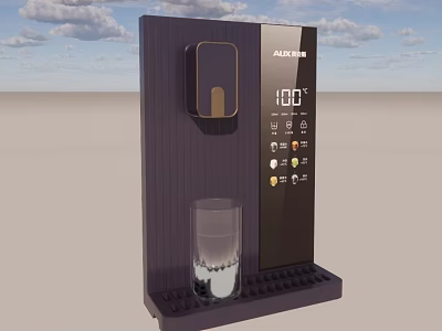 Modern Water Dispenser and Glass Tableware Set with Digital Display 100 Degrees 3d model