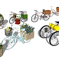 Assorted Stylish Vintage Bicycles With Flower Baskets And Plant Decorations