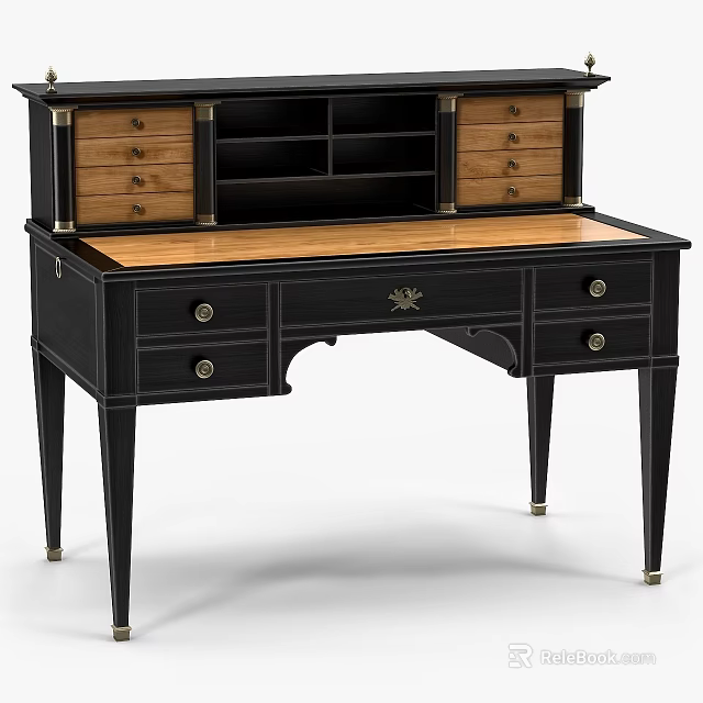 Classic Wooden Vanity Dresser with Spacious Drawers Decorative Legs and Smooth Tabletop 3d model 