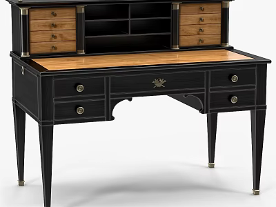 Classic Wooden Vanity Dresser with Spacious Drawers Decorative Legs and Smooth Tabletop 3d model