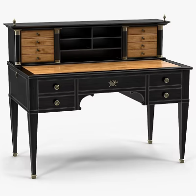 Classic Wooden Vanity Dresser with Spacious Drawers Decorative Legs and Smooth Tabletop 3d model