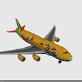 Yellow Airplane With Mario Luigi And Game Characters Body Decals Colorful Wings And Star Decorations