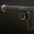 Vintage Metal Handgun With Detailed Muzzle Design Wooden Grip And Classic Structure